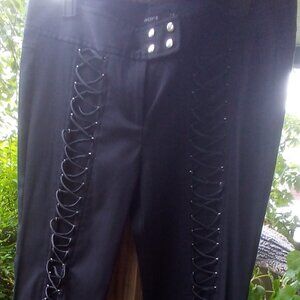 Arden B. Black Satin Laced Pants Size: 10